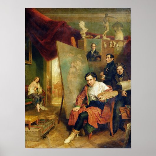 Poster Dans le studio du peintre, 1832 (Devant)