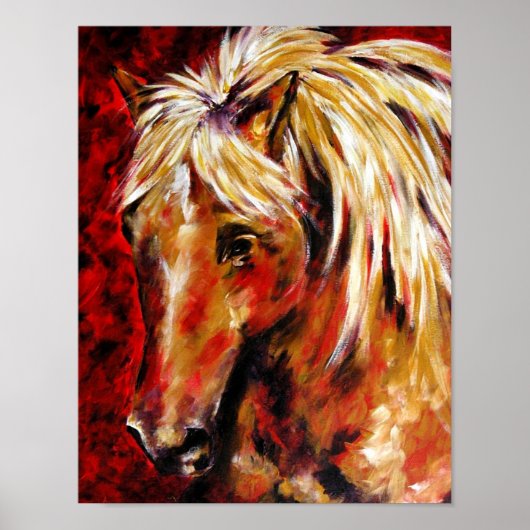 Poster Dans Le Vent D'Août (Palomino Horse) Beaux Art Imp (Devant)
