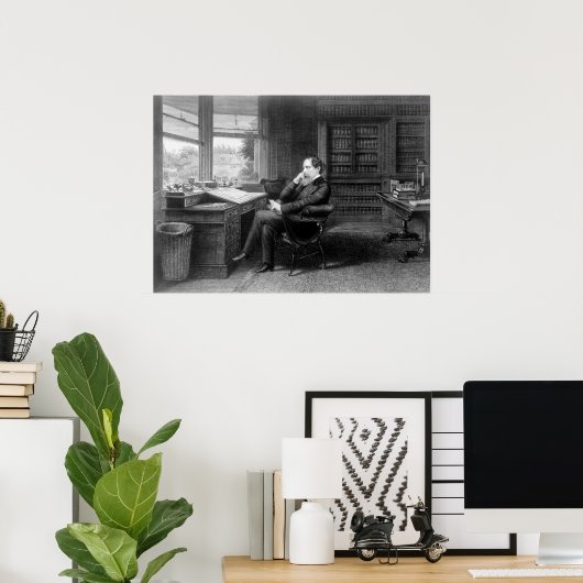 Poster Dans l'étude de Charles Dickens (Bureau à domicile)