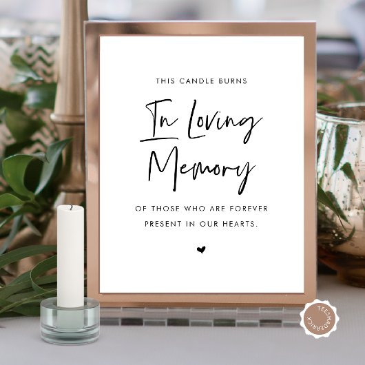 Poster Dans Love Memory Candle, Mariage Memorial Table