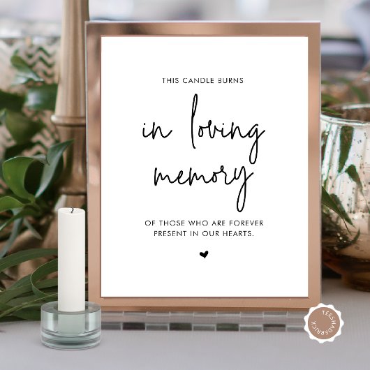 Poster Dans Love Memory Candle, Mariage Memorial Table