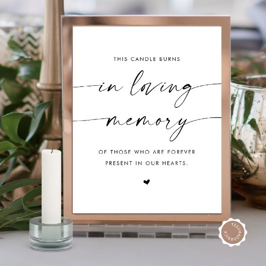 Poster Dans Love Memory Candle, Mariage Memorial Table
