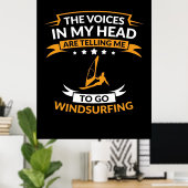 Poster Dans Ma Tête Je Veux Aller Planche À Voile (Bureau à domicile)
