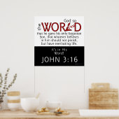 Poster Dans Sa Parole-Jean 3:16 Écriture (Cuisine)