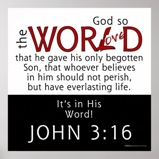Poster Dans Sa Parole-Jean 3:16 Écriture (Devant)