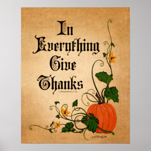 Poster "Dans tout ce qui donne merci" Thanksgiving Citrou