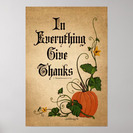 Poster "Dans tout ce qui donne merci" Thanksgiving Citrou (Devant)