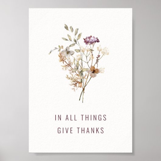 Poster Dans toutes les choses donnent Merci Automne Fleur (Devant)