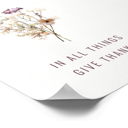 Poster Dans toutes les choses donnent Merci Automne Fleur (Coin)