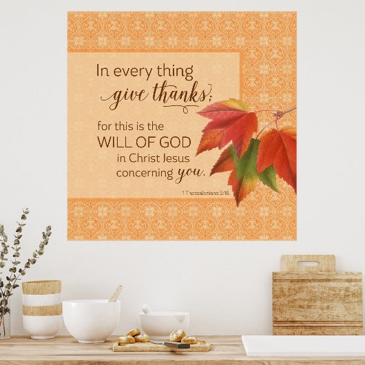 Poster Dans Toutes Les Choses Remercient - 1 Thes. 5:18 (Cuisine)