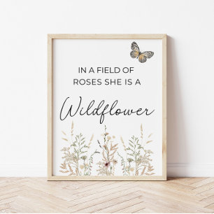 Poster Dans un champ de roses Boho Wildflower Girl Nurser