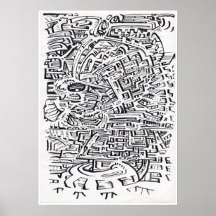 Poster Dans un Entre-lieu, dessin à l'encre de Chine