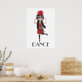 Poster Danse 1920s Costume Big Eye Flapper Girl (Cuisine)