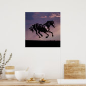 Poster Danse à cheval au coucher du soleil (Cuisine)