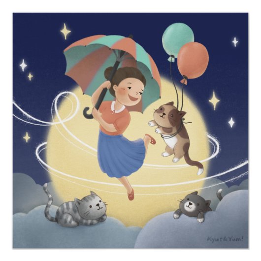 Poster Danse avec les chats la nuit de la Lune (Devant)