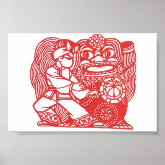 Poster Danse avec lion