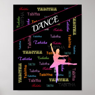 Poster Danse Ballerina avec nom personnalisé partout