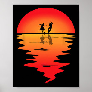 Poster Danse carré Coucher de soleil Carré Danseuse Vinta