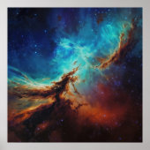 Poster Danse cosmique - Art spatial de style peintre (Devant)