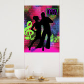Poster Danse Couple Brick Mur Néon Couleurs (Cuisine)