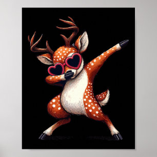 Poster Danse Dabbing Cerf Cœur Lunettes de soleil