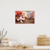 Poster Danse de ballet de fille rousse. (Cuisine)