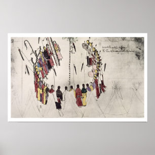 Poster Danse de cuir chevelu ou danse de victoire (encre