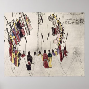 Poster Danse de cuir chevelu ou danse de victoire (encre