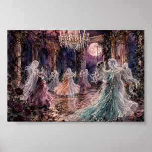 Poster Danse de fantômes gothiques dans un salon de bal -