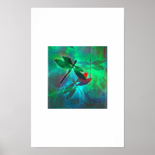 Poster danse de libellules en vert (Devant)