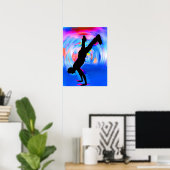 Poster Danse De Rue, Silhouette, Blues/Reds/Rose (Bureau à domicile)