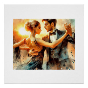 Poster Danse de salon élégante au coucher du soleil,