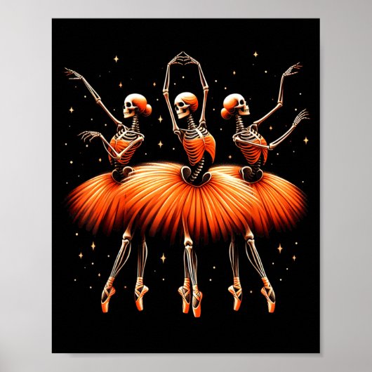 Poster Danse de squelette de ballerine effrayante Hallowe (Devant)