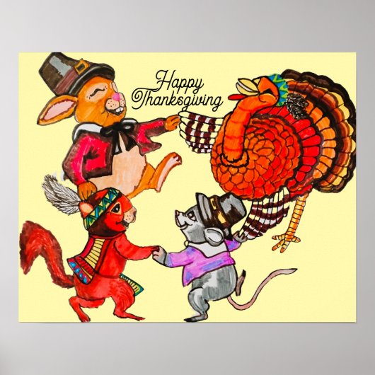 POSTER DANSE DE THANKSGIVING DE PETIT ANIMAL (Devant)