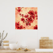 Poster Danse des fleurs rouges (Cuisine)