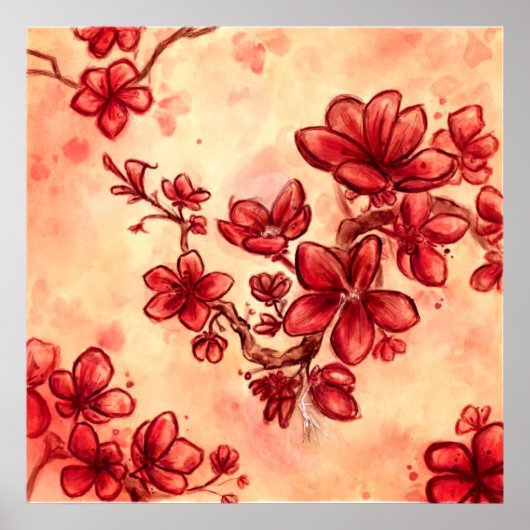 Poster Danse des fleurs rouges (Devant)