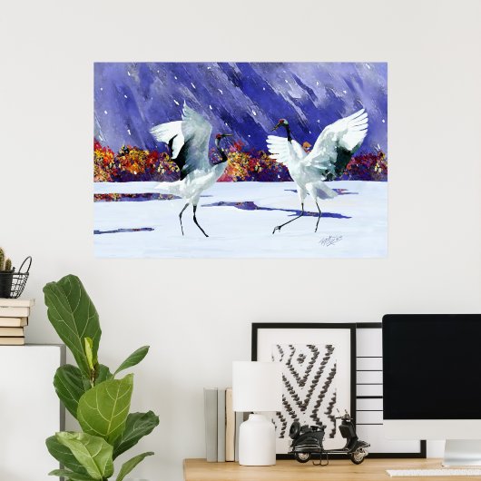 Poster Danse des Grues Blanches (Bureau à domicile)