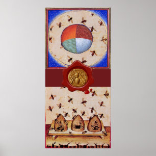 Poster DANSE DES HONEY BEES, 4 ÉLÉMENTS, Sceau de cire ro