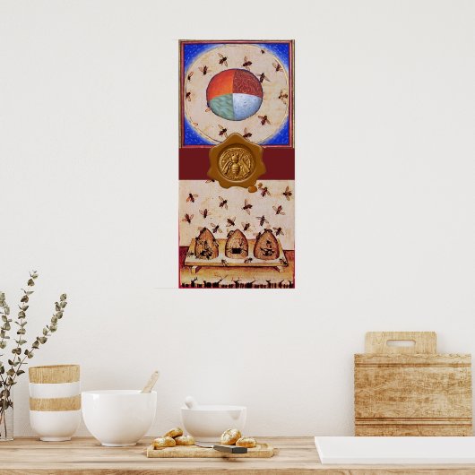 Poster DANSE DES HONEY BEES AVEC 4 ÉLÉMENTS, Sceau de cir (Cuisine)