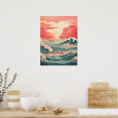 Poster Danse des vagues et soleil (Cuisine)