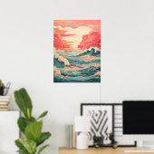 Poster Danse des vagues et soleil (Bureau à domicile)