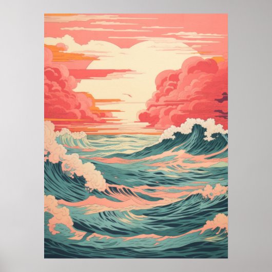 Poster Danse des vagues et soleil (Devant)