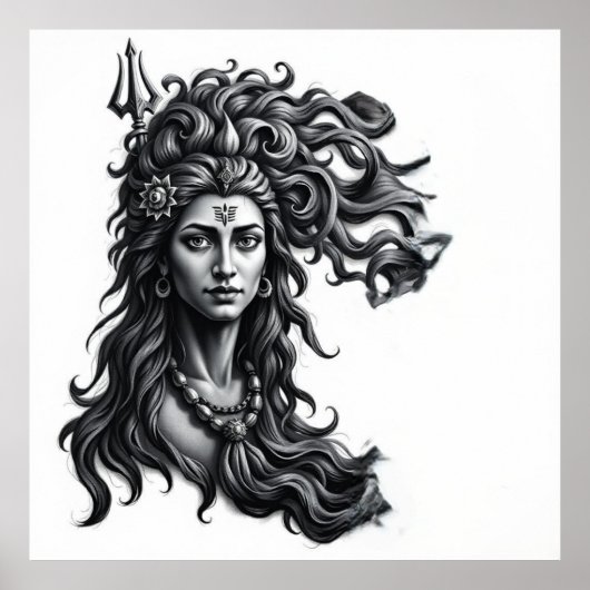 Poster Danse Divine : Shiva Charcoal Art (Devant)