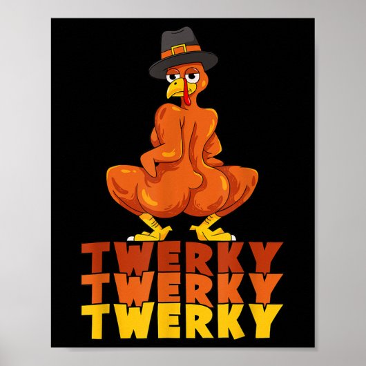 Poster Danse drôle de Thanksgiving à cul de dinde Twerky (Devant)