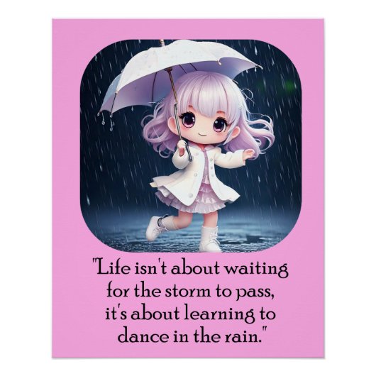 Poster Danse en pluie art chibi (Devant)