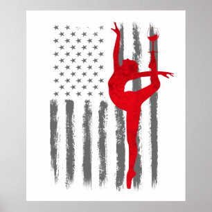 Poster Danse et Vin - Drapeau américain vintage USA pour