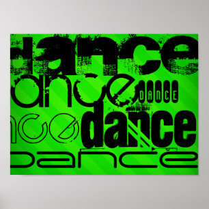 Poster Danse ; Grandes Têtes Vert Néon
