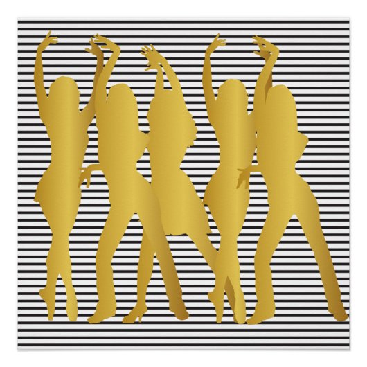 Poster Danse Hip hop moderne filles rayures noir blanc (Devant)