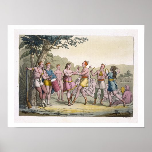 Poster Danse indienne canadienne le soir (Grève couleur (Devant)