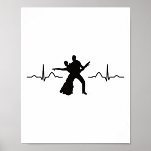 Poster Danse latine Couple aquarelle Rumba Danseuse